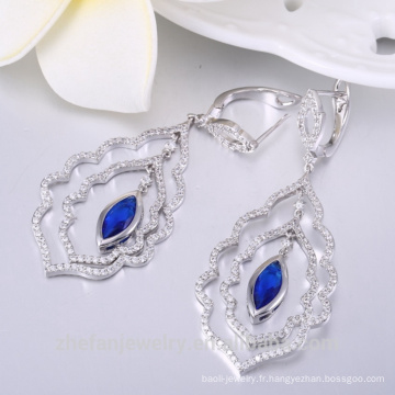 2018 nouvelle venue Spinel bleu CZ zircon pierre boucles d&#39;oreilles